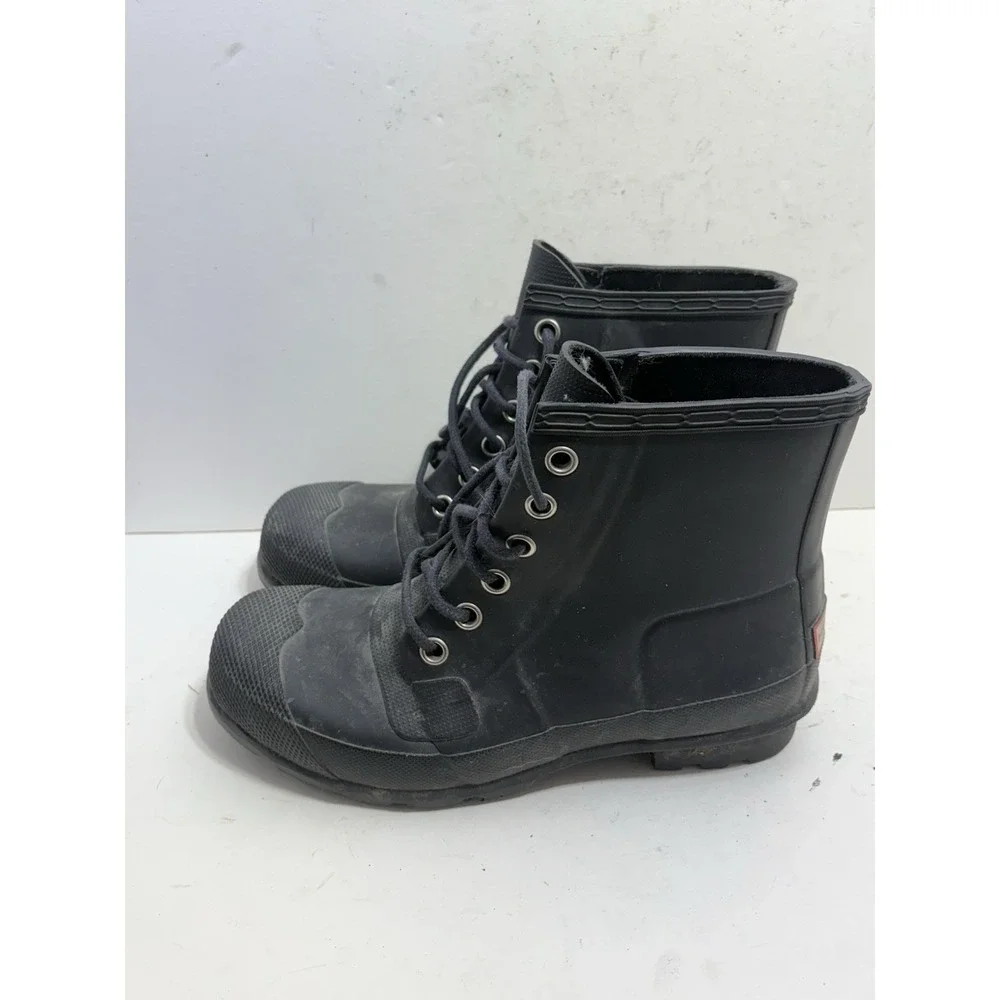 Rare Original Hunter Lace-Up Rain Boots in Black Men's 9